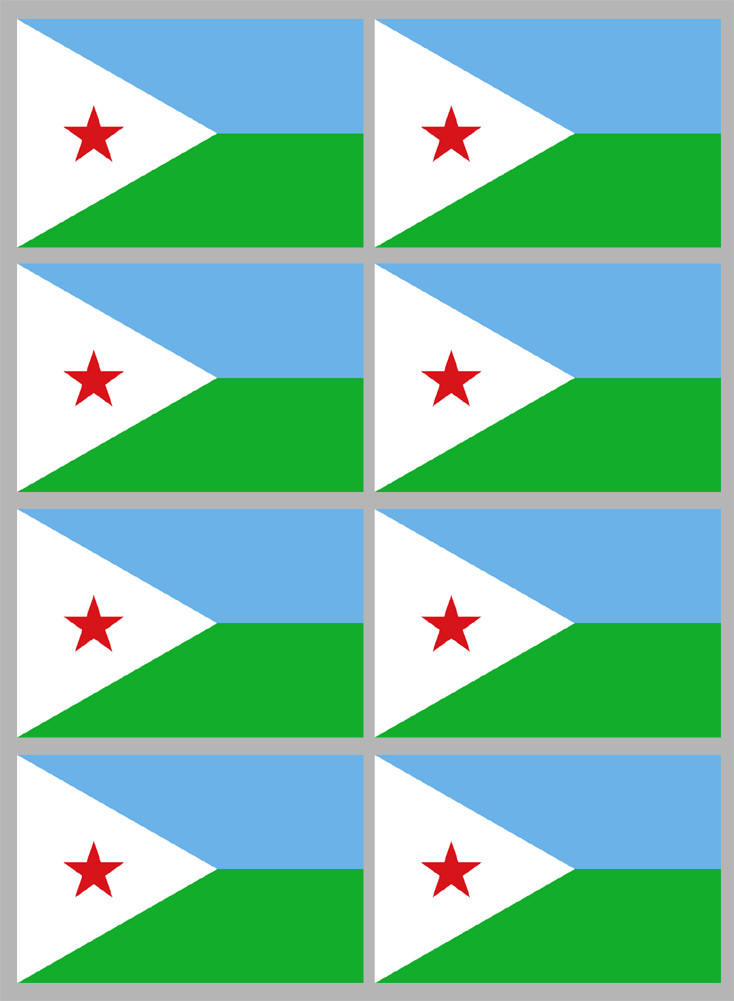 Drapeau Djibouti (8 stickers 9.5x6.3cm) - Sticker/autocollant