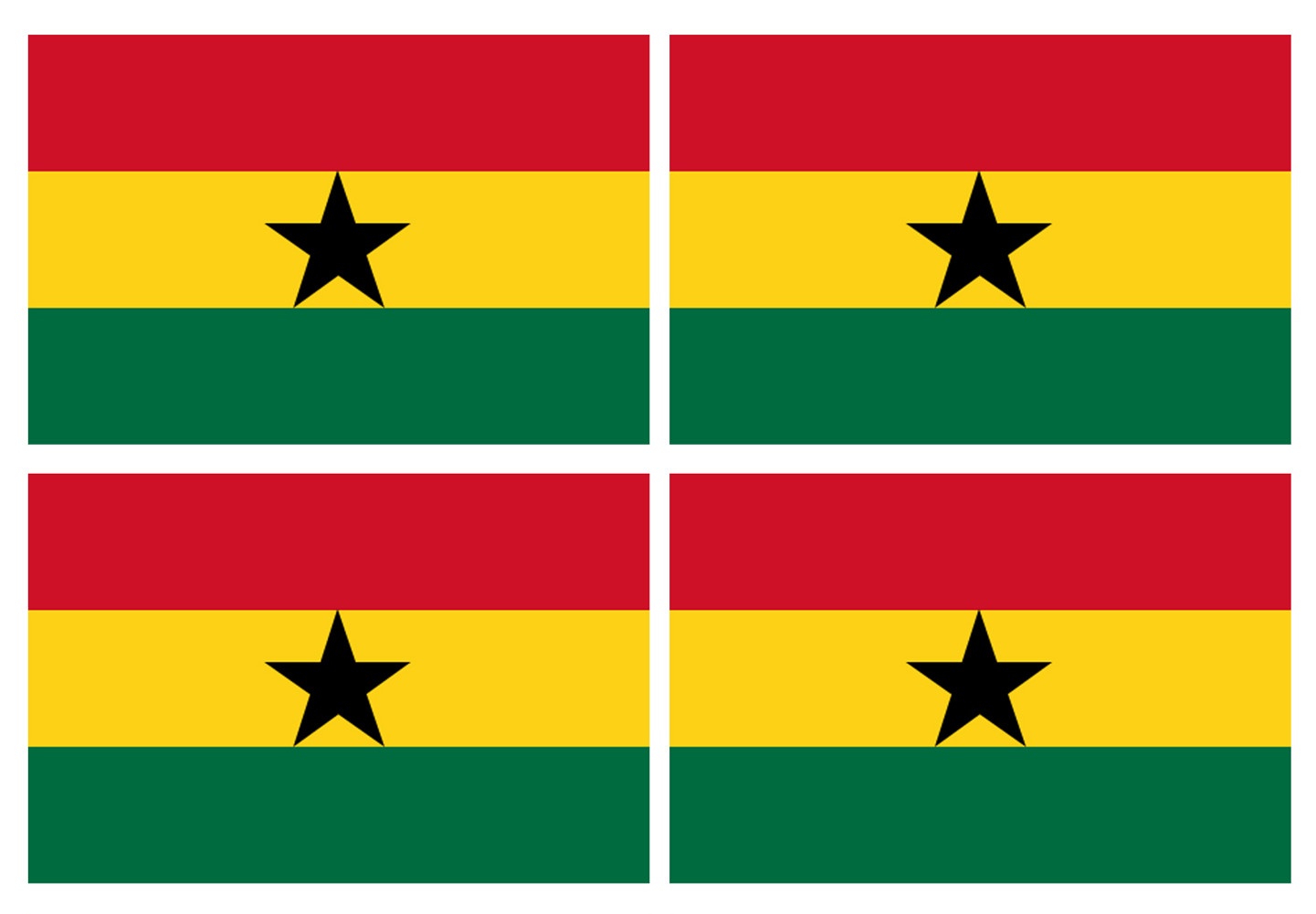 Drapeau Ghana (4 stickers 9.5x6.3cm) - Sticker/autocollant