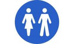 WC, toilette flèche bleue (5x5cm) - Sticker/autocollant