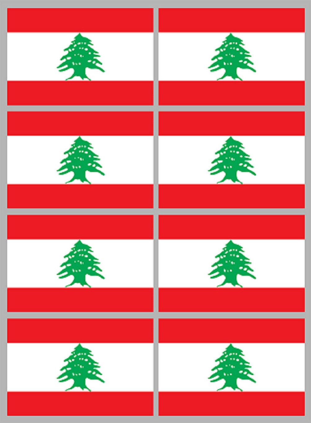 Drapeau Liban (8 fois 9,5x6,3cm) - Sticker/autocollant