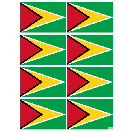 Drapeau Guyana - (8 stickers 9.5x6.3cm) - Sticker/autocollant