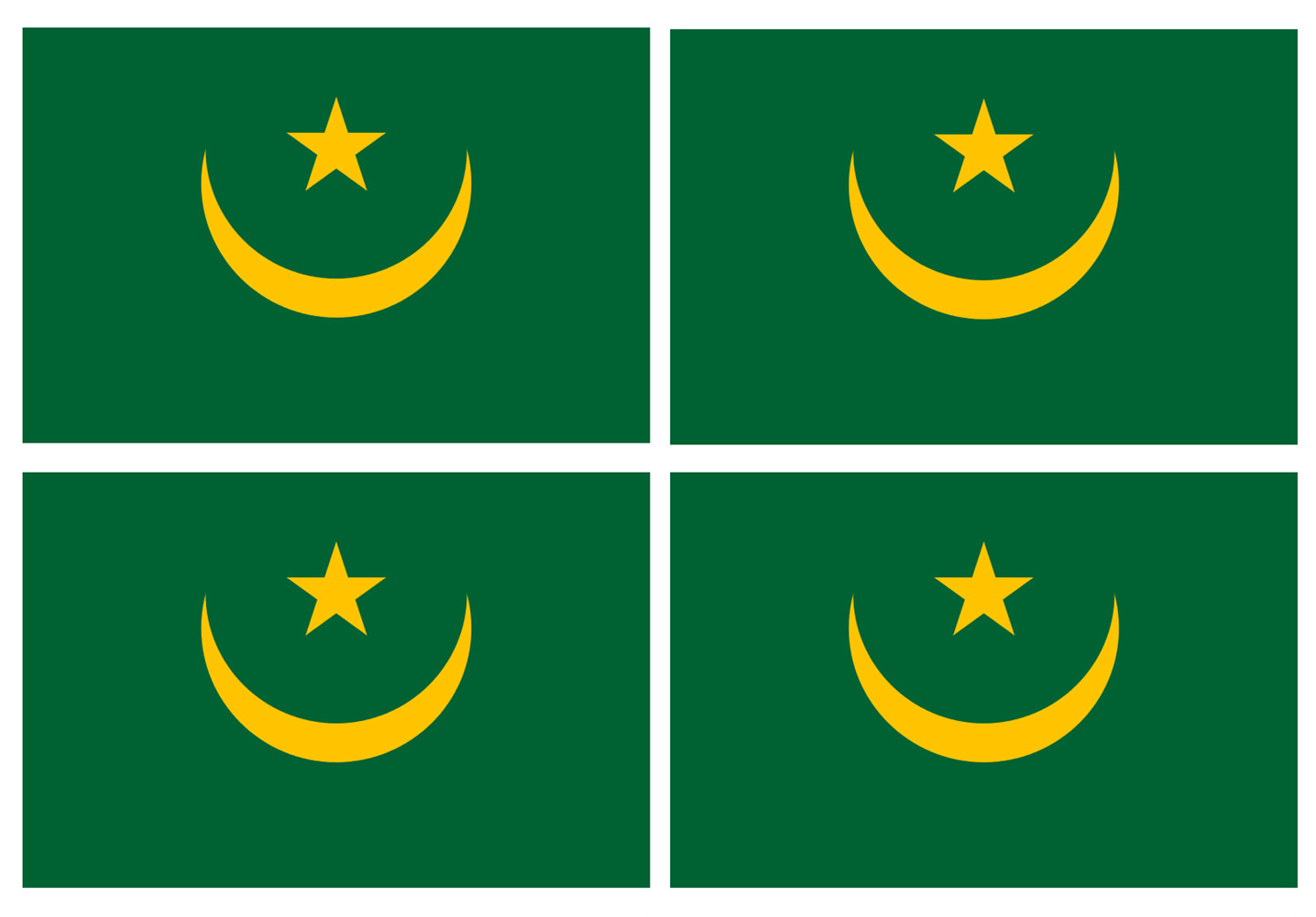 Drapeau Mauritanie (4 fois 9.5x6.3cm) - Sticker/autocollant