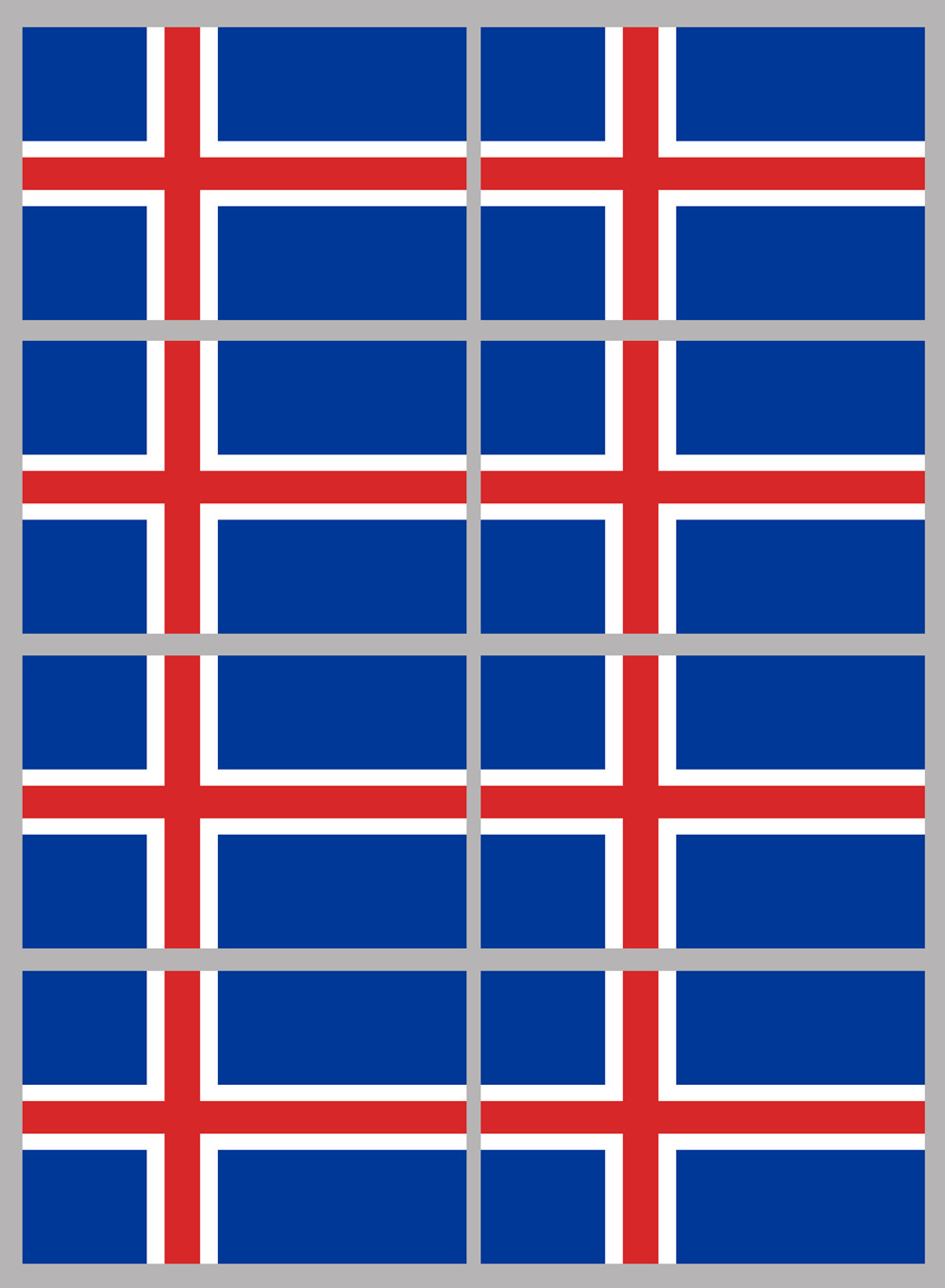 Drapeau Islande (8 fois 9.5x6.3cm) - Sticker/autocollant