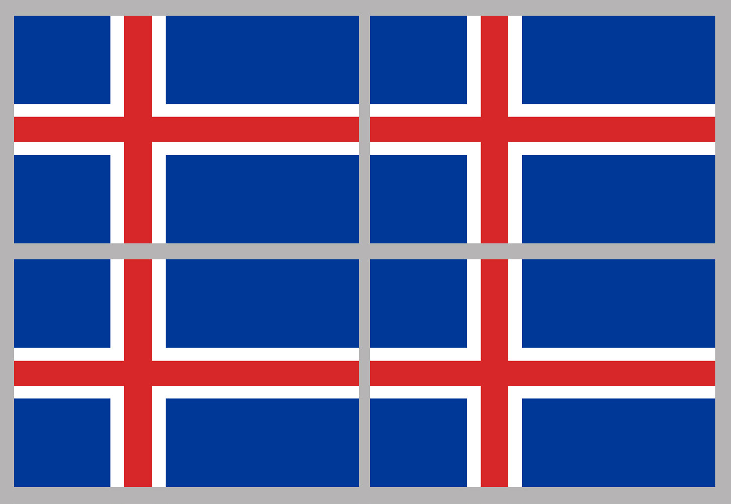 Drapeau Islande (4 fois 9.5x6.3cm) - Sticker/autocollant