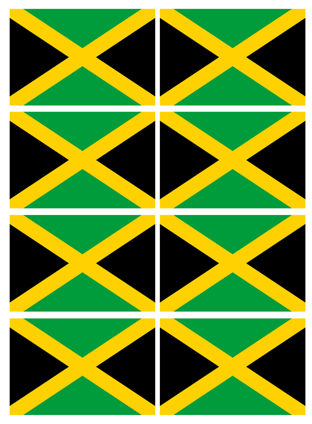 Drapeau Jamaïque (8 fois 9.5x6.3cm) - Sticker/autocollant