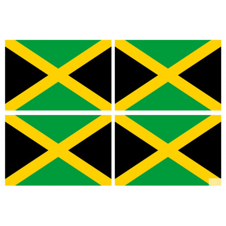 Drapeau Jamaïque (4 fois 9.5x6.3cm) - Sticker/autocollant