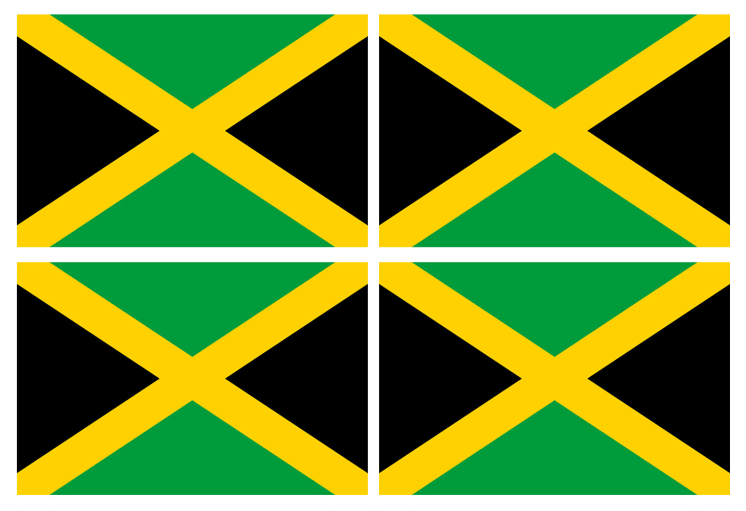 Drapeau Jamaïque (4 fois 9.5x6.3cm) - Sticker/autocollant