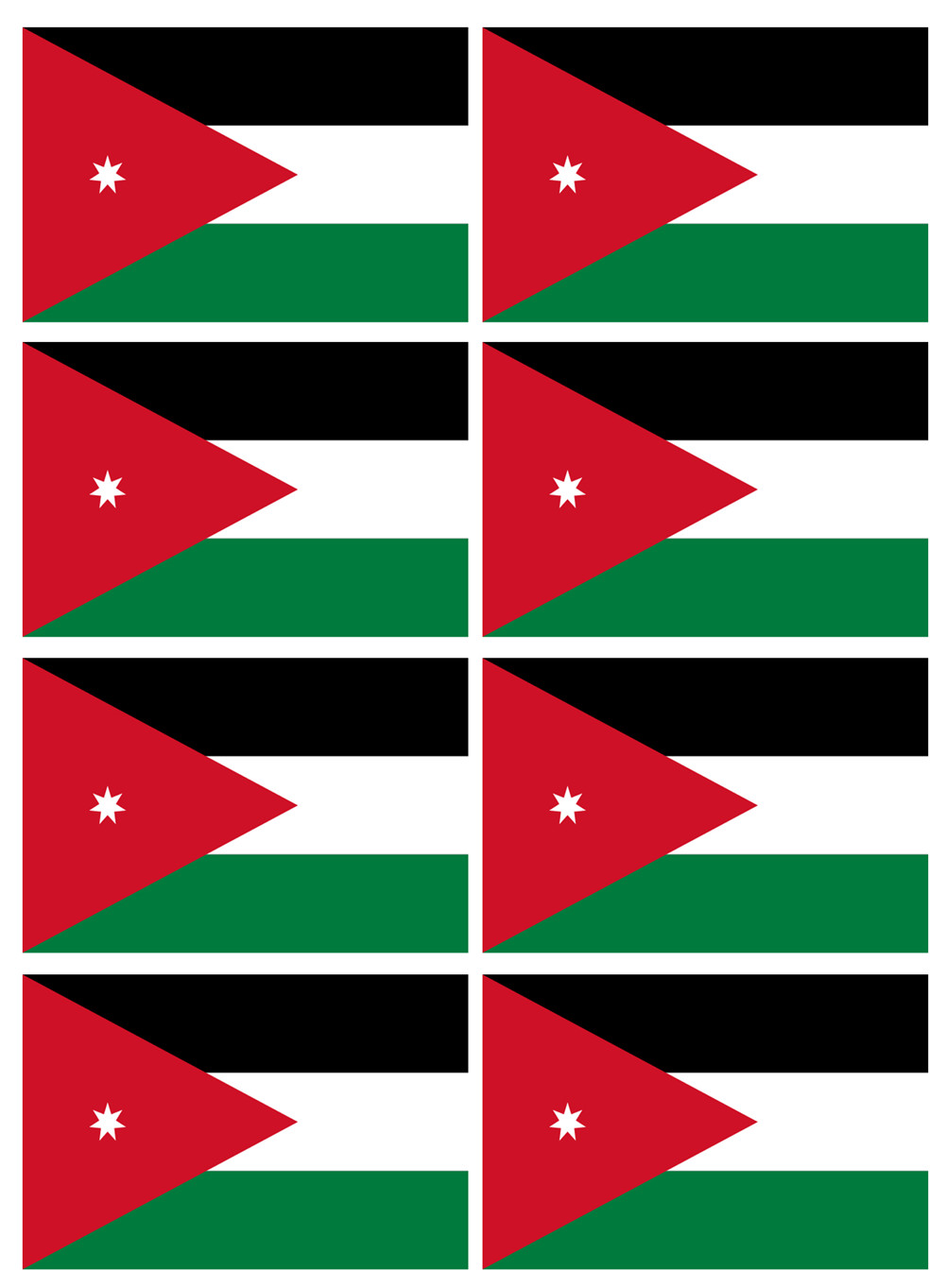 Drapeau Jordanie (8 fois 9.5x6.3cm) - Sticker/autocollant