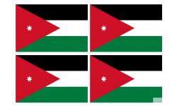 Drapeau Jordanie (4 fois 9.5x6.3cm) - Sticker/autocollant