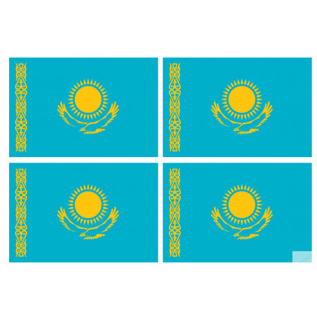 Drapeau Kazakhstan (4 fois 9.5x6.3cm) - Sticker/autocollant