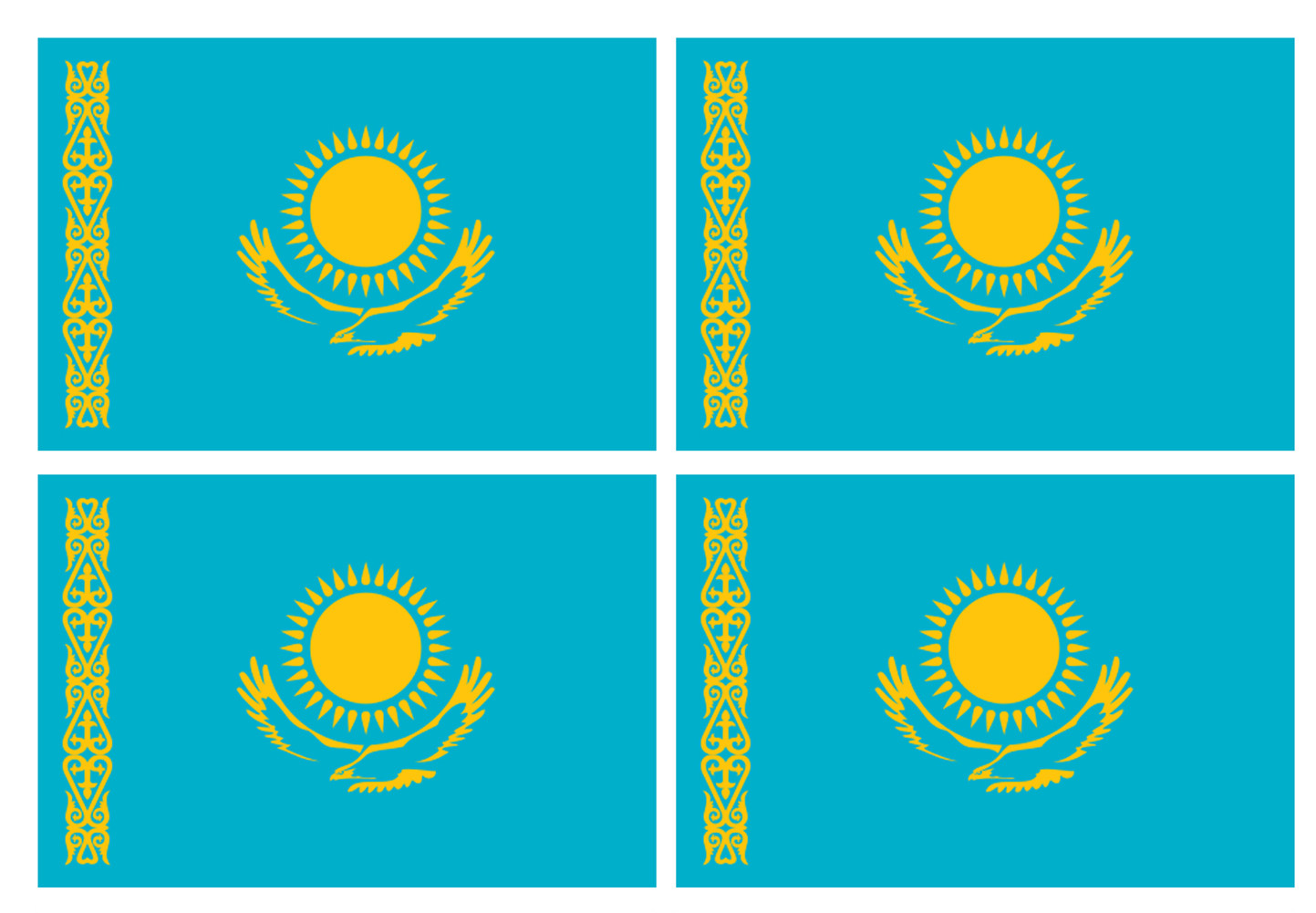 Drapeau Kazakhstan (4 fois 9.5x6.3cm) - Sticker/autocollant