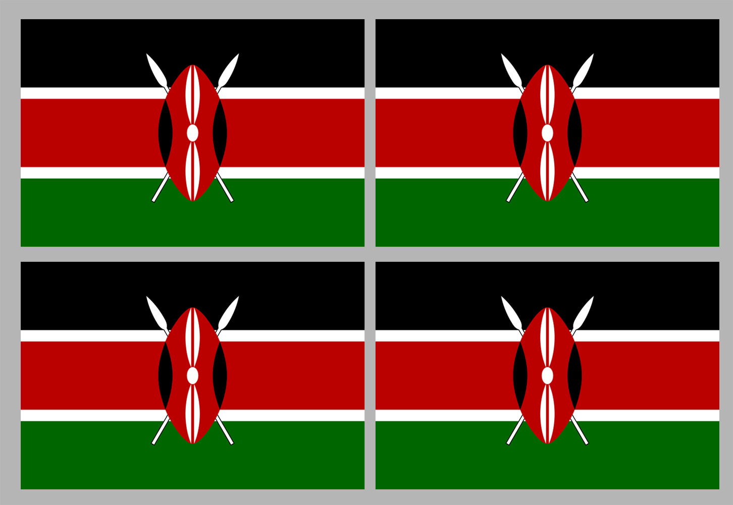 Drapeau Kenya (4 fois 9.5x6.3cm) - Sticker/autocollant