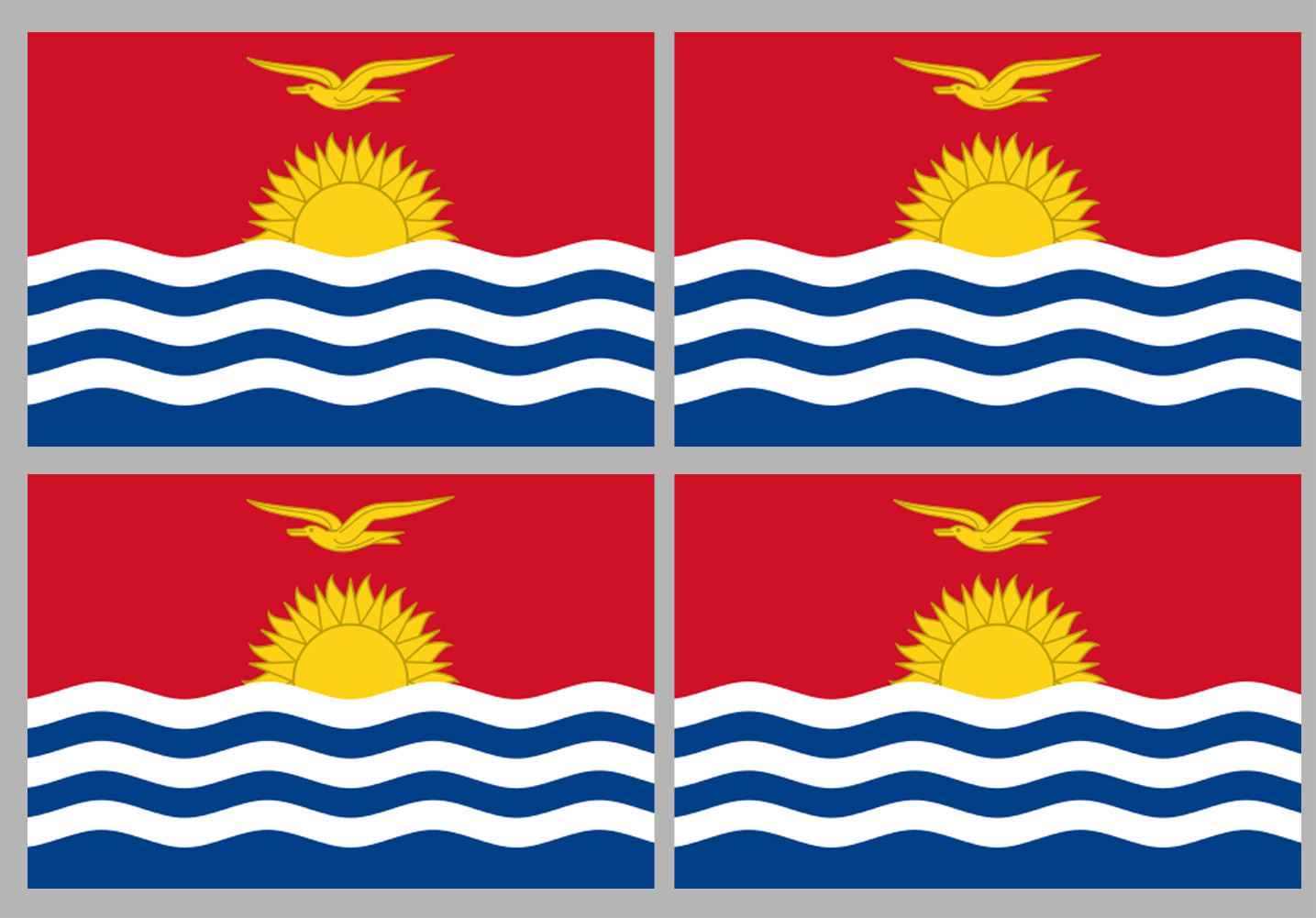 Drapeau Kiribati (4 fois 9.5x6.3cm) - Sticker/autocollant