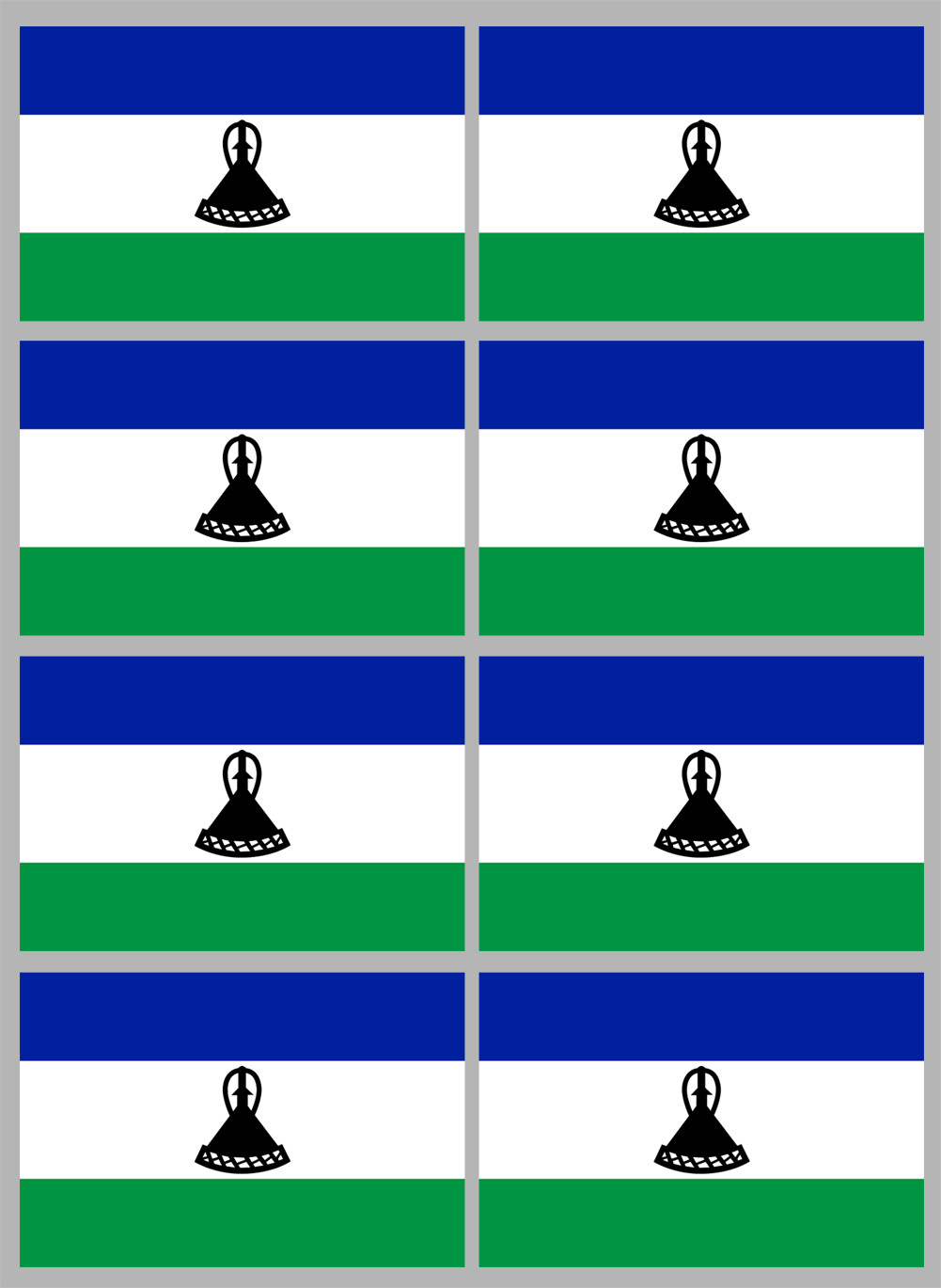 Drapeau Lesotho (8 fois 9.5x6.3cm) - Sticker/autocollant