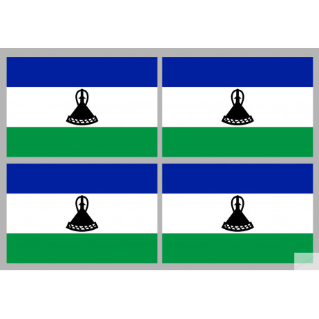 Drapeau Lesotho (4 fois 9.5x6.3cm) - Sticker/autocollant