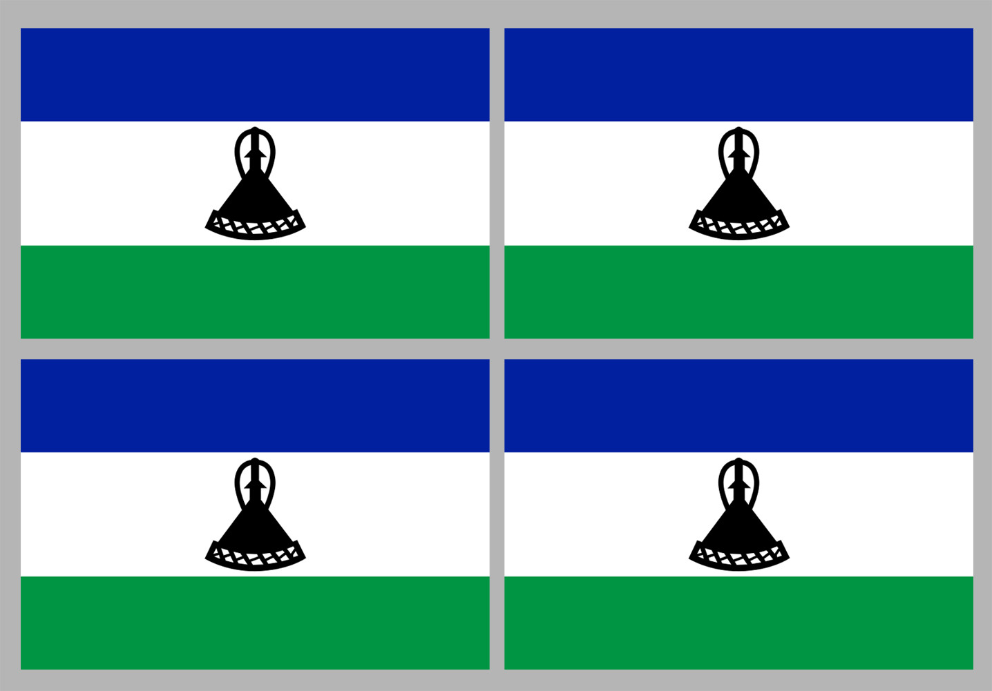 Drapeau Lesotho (4 fois 9.5x6.3cm) - Sticker/autocollant