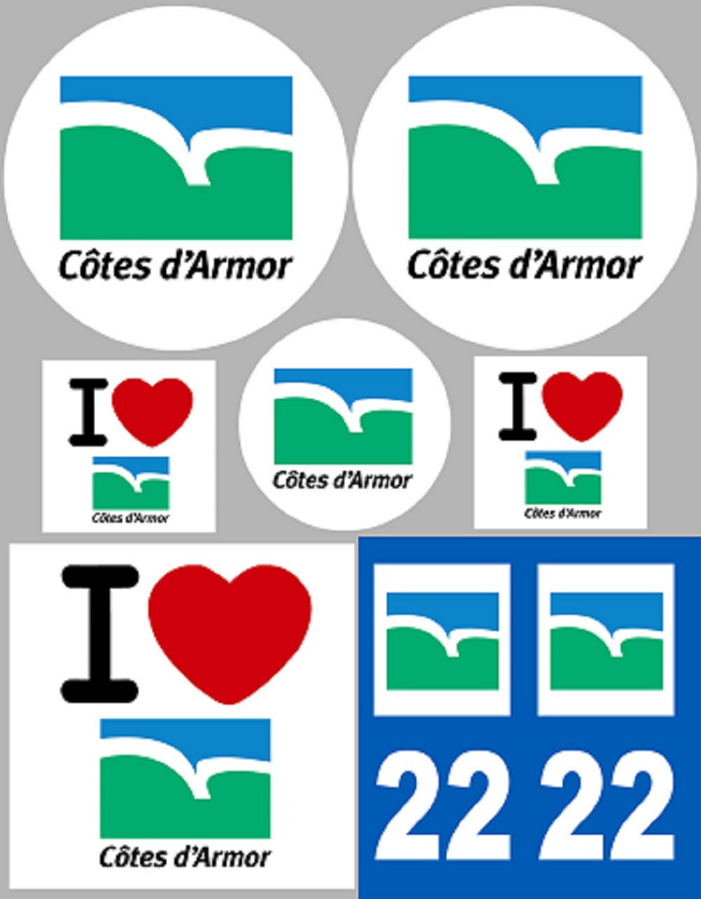 Côtes-d'Armor (8 autocollants variés) - Sticker/autocollant