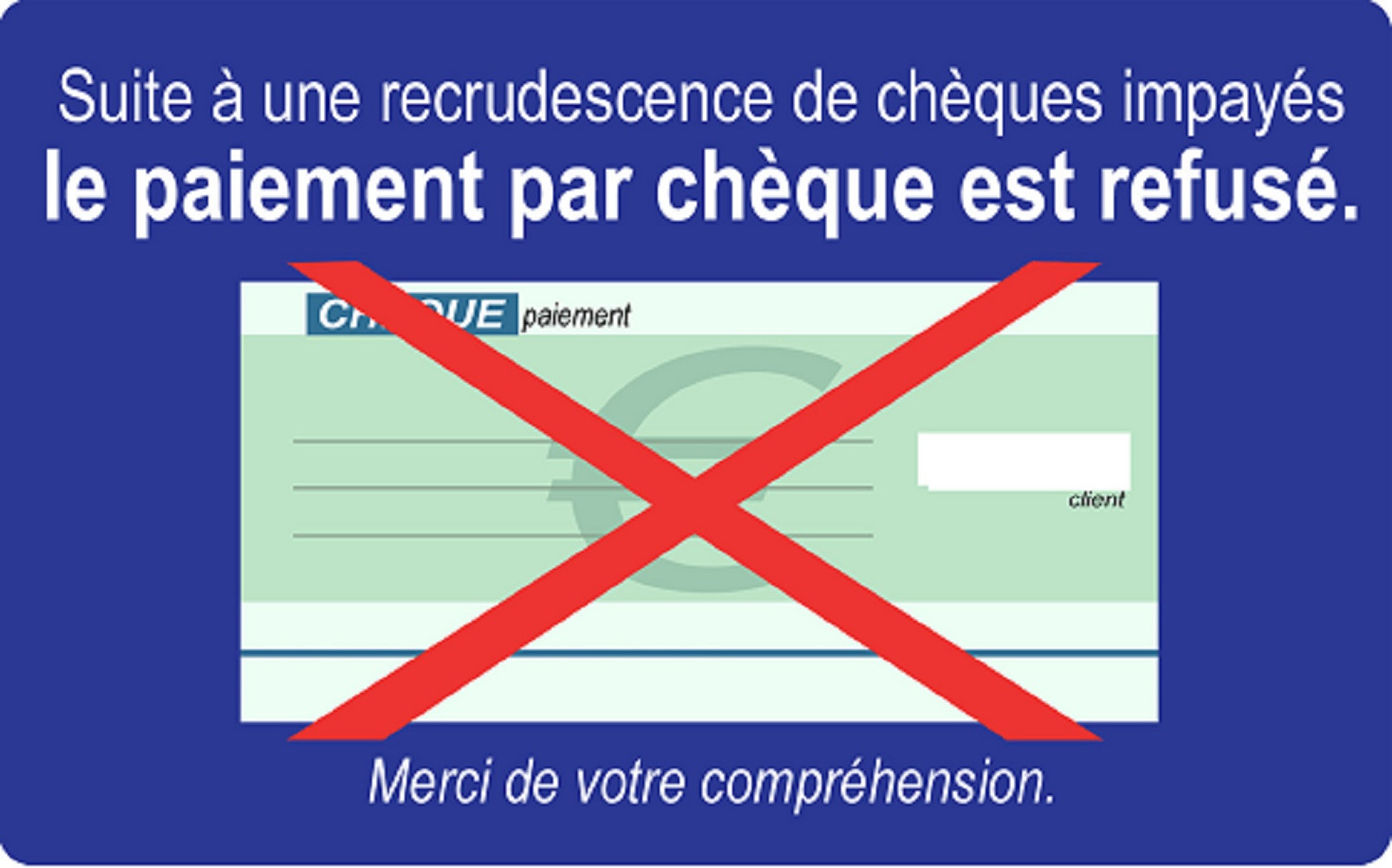 Paiement Chèques refusés - 20x12.3cm - Sticker/autocollant