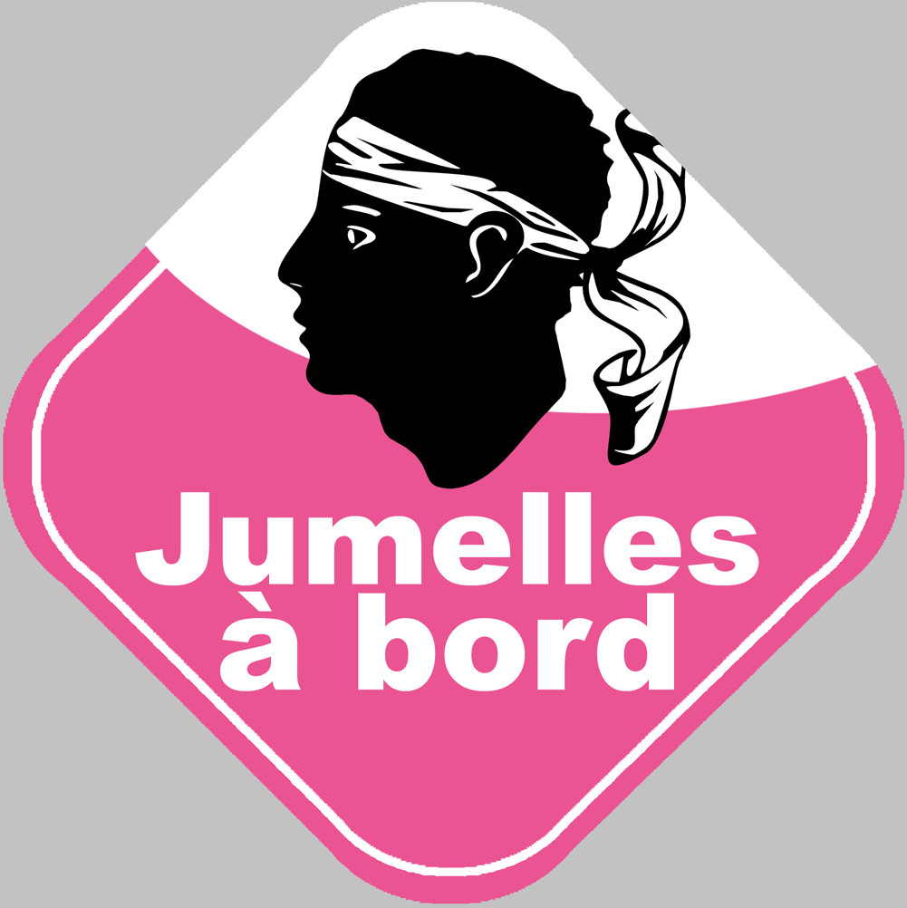 Bébés à bord jumelles Corse (10x10cm) - Sticker/autocollant