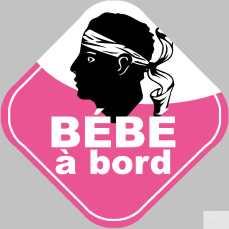 Bébé à bord fille Corse (15x15cm) - Sticker/autocollant