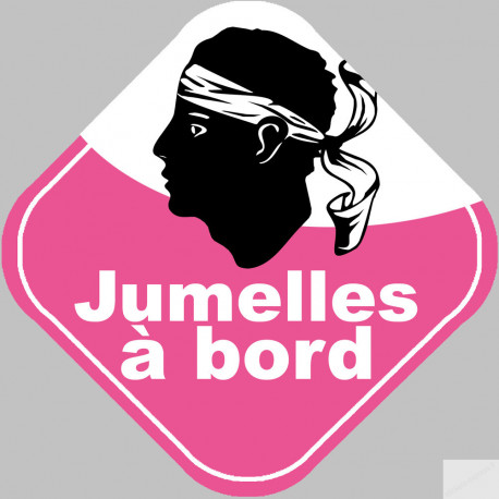 Bébés à bord jumelles corse (15x15cm) - Sticker/autocollant