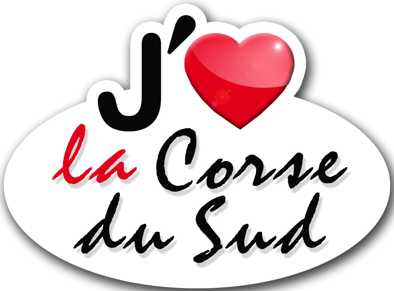 J'aime la Corse-du-Sud (15x11cm) - Sticker/autocollant