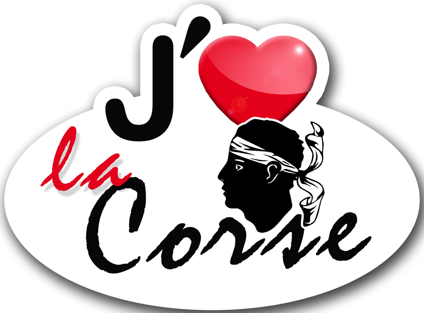 J'aime la Corse (15x11cm) - Sticker/autocollant