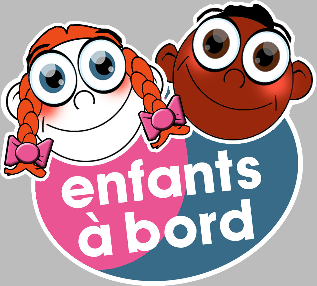 Enfants à bord soeur et frère (10x9cm) - Sticker/autocollant