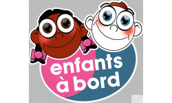 Enfants à bord fille plus gars (15x13,5cm) - Sticker/autocollant