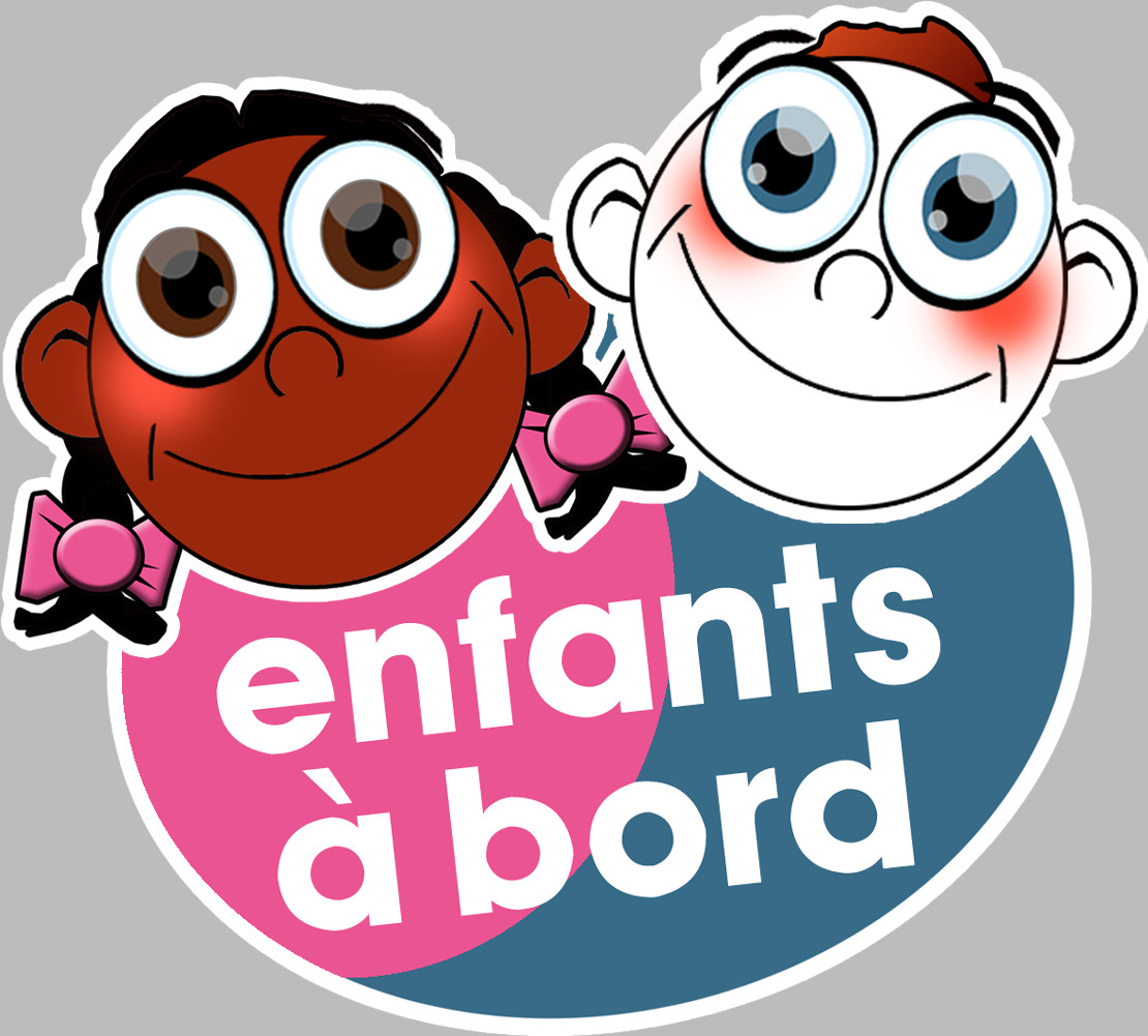 Enfants à bord fille plus gars (15x13,5cm) - Sticker/autocollant