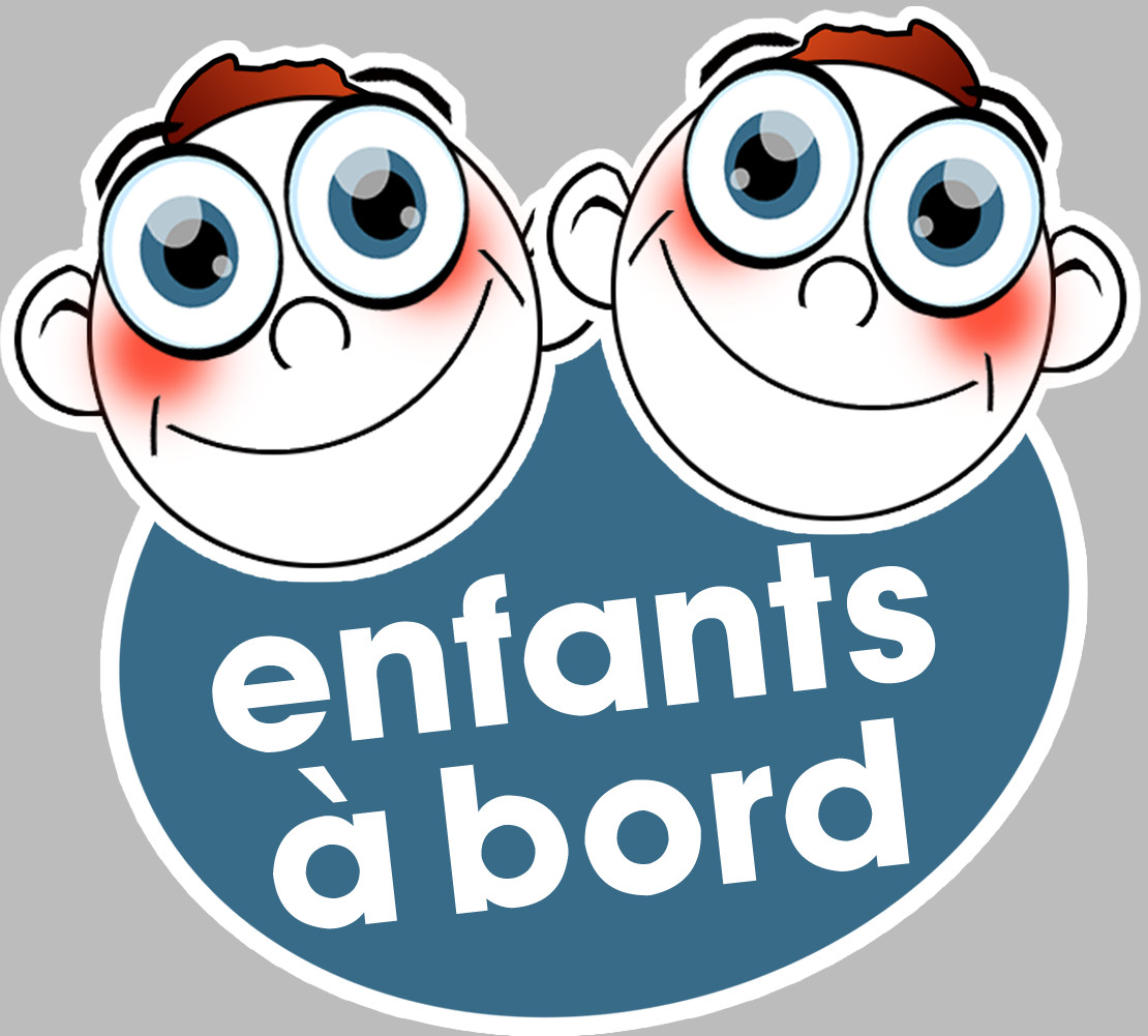 Enfants à bord deux garçons (15x13,5cm) - Sticker/autocollant