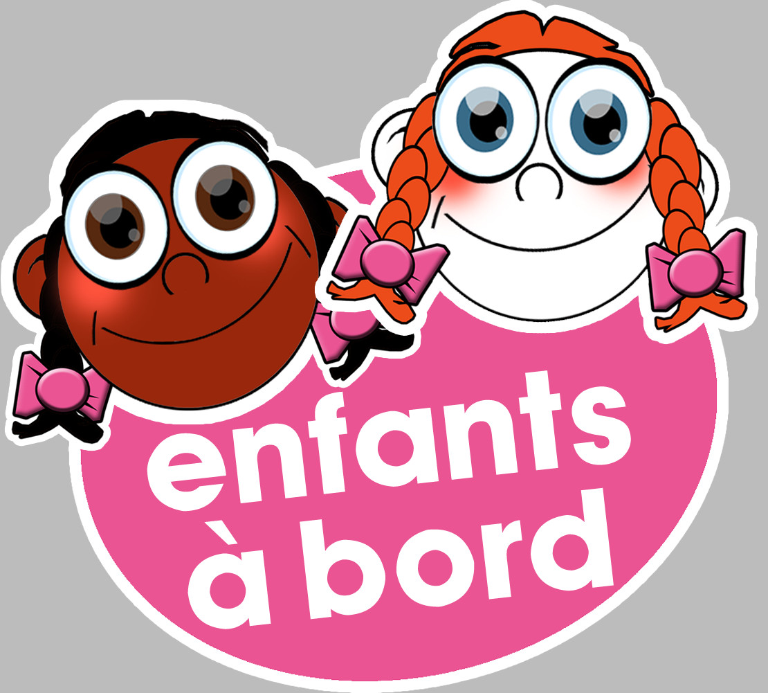 Enfants soeurs à bord filles mixtes (15x13,5cm) - Sticker/autocollant