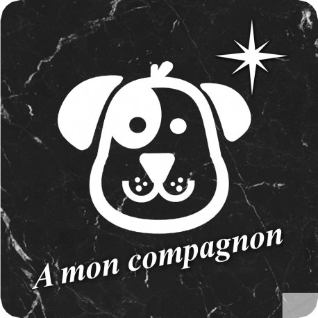 à mon compagnon chien marbre noir (5x5cm) - Sticker/autocollant