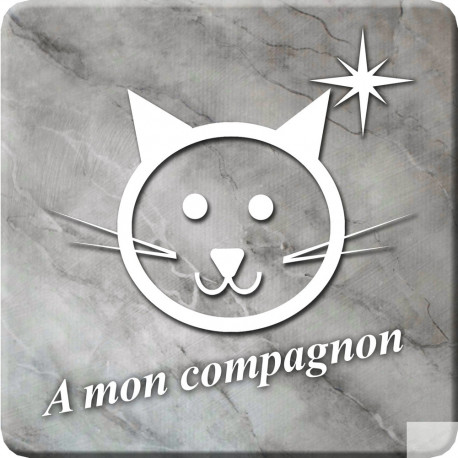 chat marbre gris (5x5cm) - Sticker/autocollant