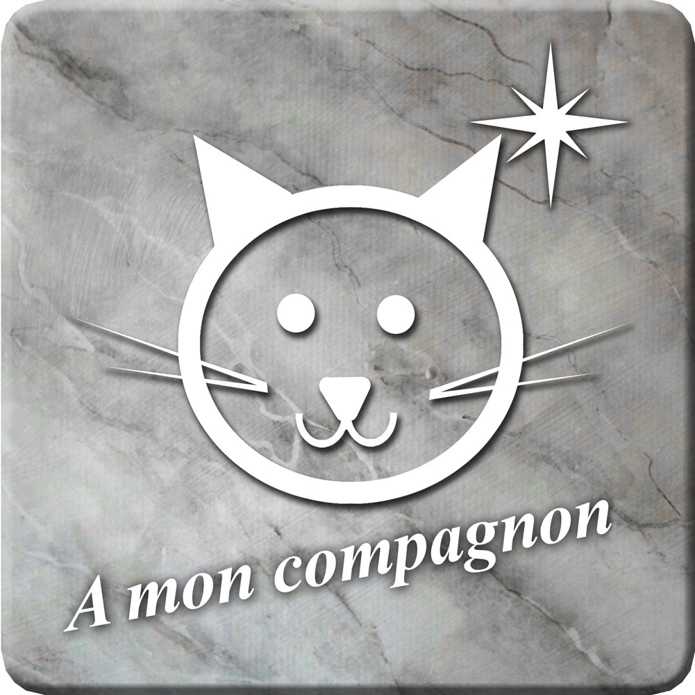 chat marbre gris (5x5cm) - Sticker/autocollant