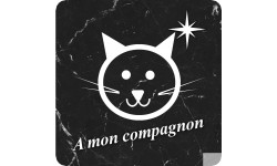 chat marbre noir (5x5cm) - Sticker/autocollant