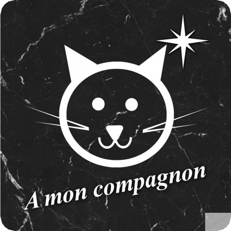 chat marbre noir (5x5cm) - Sticker/autocollant