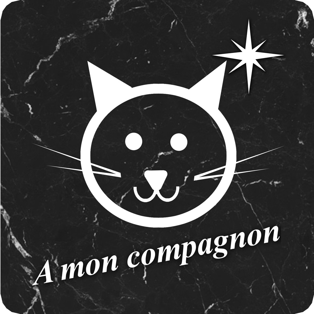 chat marbre noir (5x5cm) - Sticker/autocollant