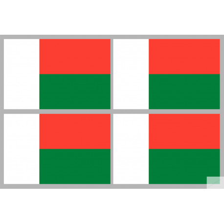 Drapeau Madagascar (4 fois 9.5x6.3cm) - Sticker/autocollant