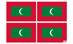 Drapeau Maldives (4 fois 9.5x6.3cm) - Sticker/autocollant