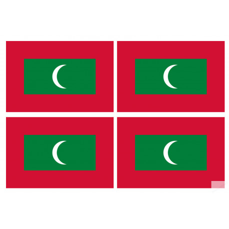 Drapeau Maldives (4 fois 9.5x6.3cm) - Sticker/autocollant