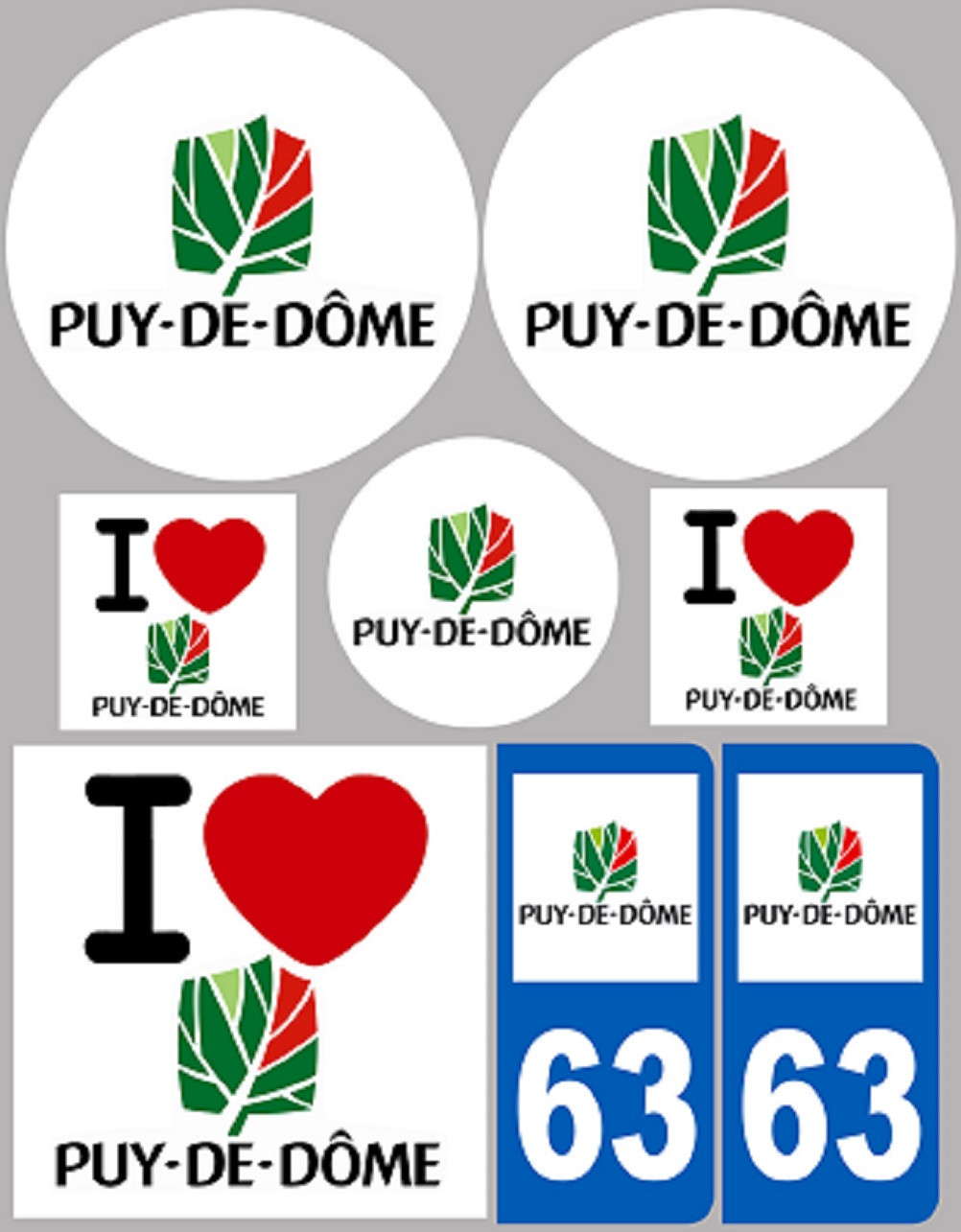 Puy-de-Dôme (8 autocollants variés) - Sticker/autocollant