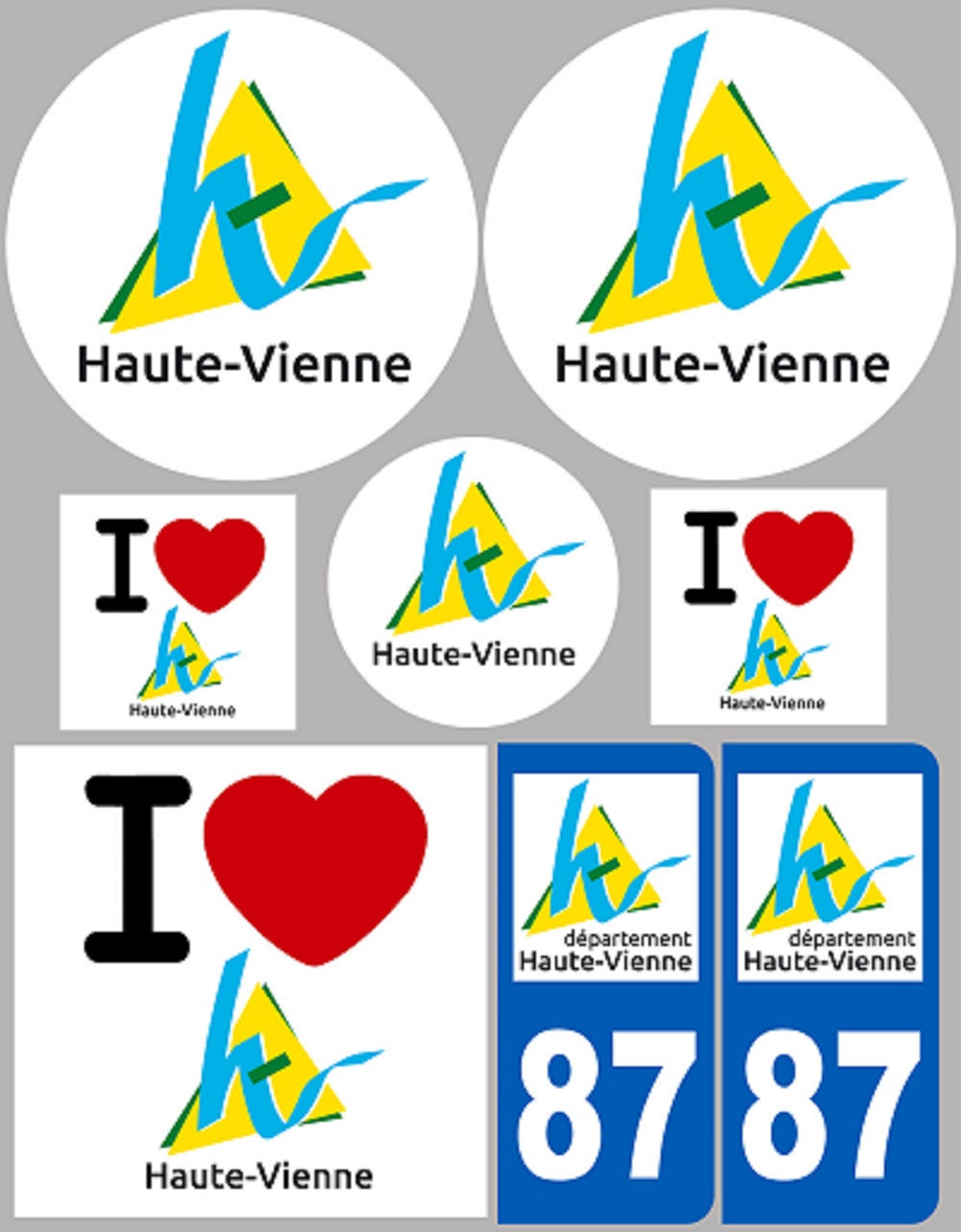 Haute-Vienne (8 autocollants variés) - Sticker/autocollant