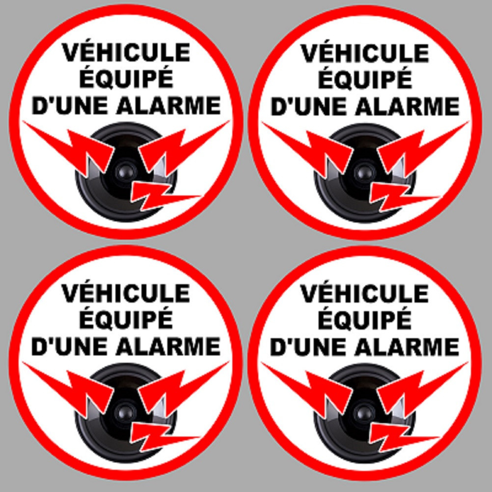 véhicule sous alarme 4 stickers de 5cm - Sticker/autocollant