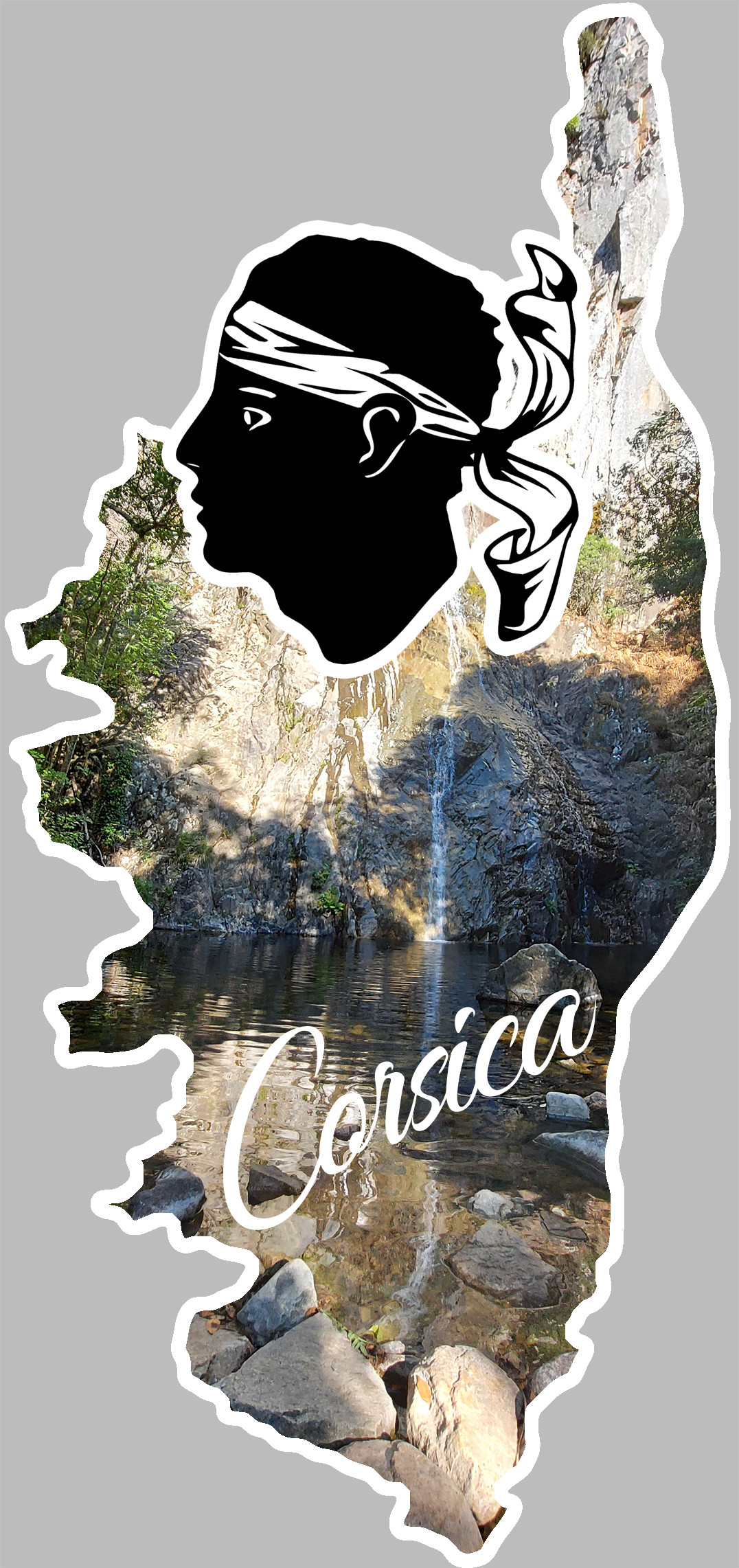 Corsica cascade - 15x7cm - Sticker/autocollant