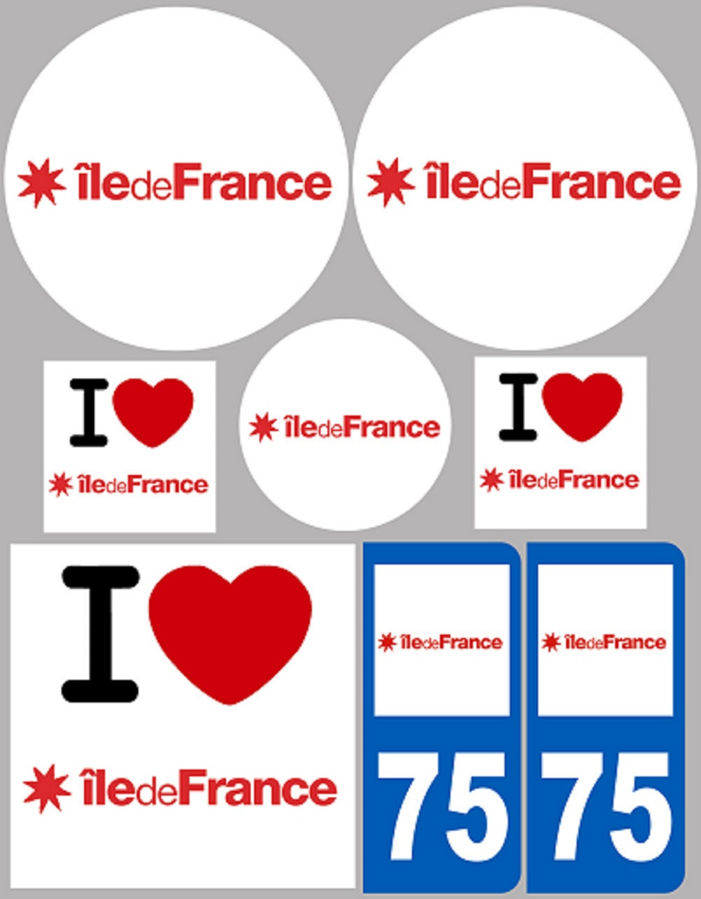 île de France (8 autocollants variés) - Sticker/autocollant