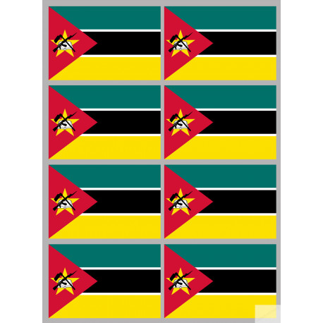 Drapeau Mozambique (8 fois 9.5x6.3cm) - Sticker/autocollant