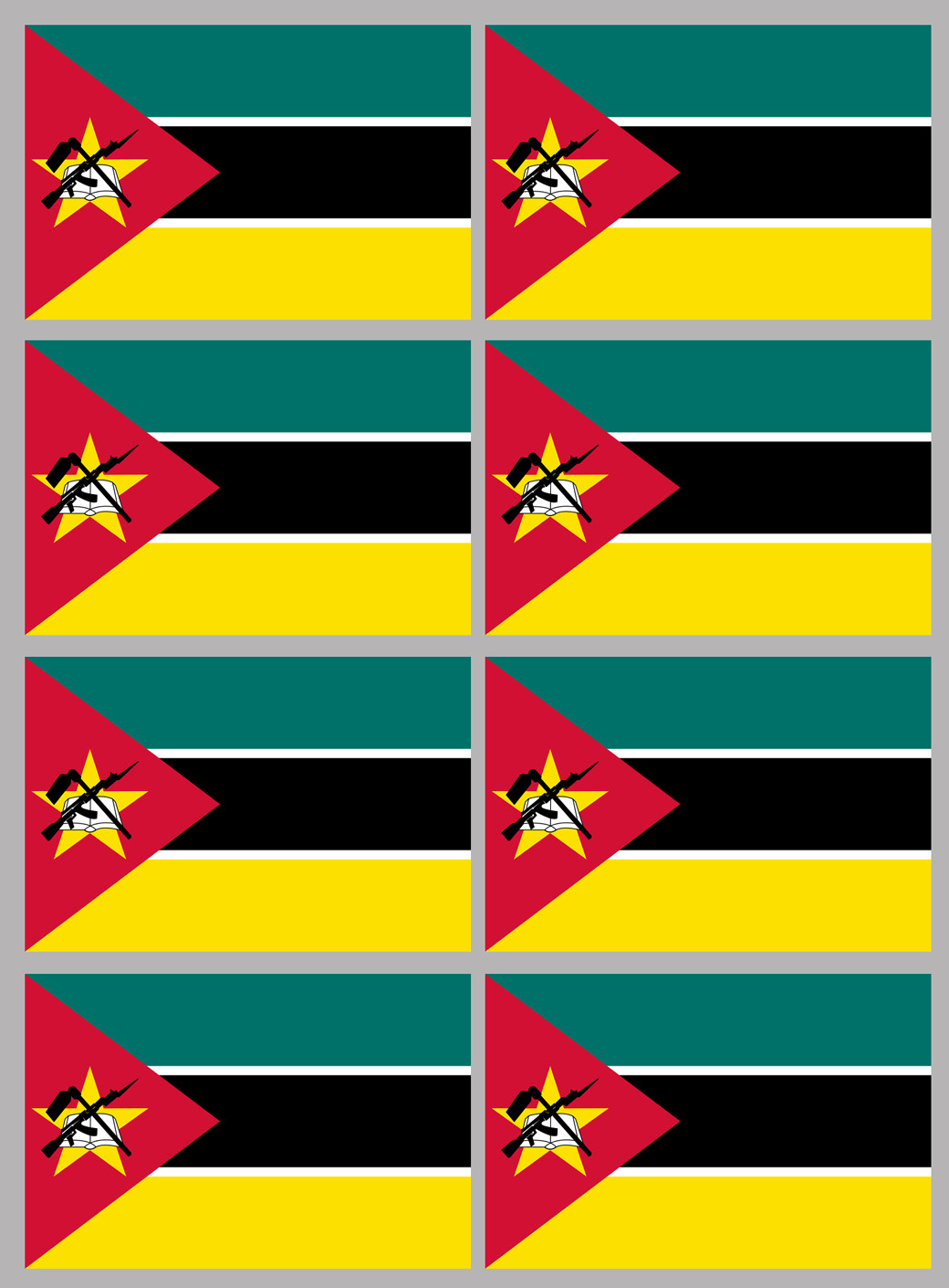 Drapeau Mozambique (8 fois 9.5x6.3cm) - Sticker/autocollant