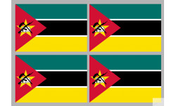 Drapeau Mozambique (4 fois 9.5x6.3cm) - Sticker/autocollant