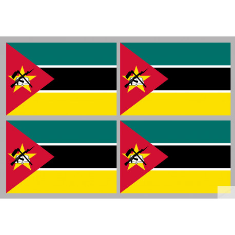 Drapeau Mozambique (4 fois 9.5x6.3cm) - Sticker/autocollant